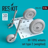   ResKit Models Bf-109G wheels set type 2 (weighted) 1:24 (RS24-0010)