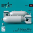 ResKit Models AN-M64 bombs (500 lbs) for all USAF & RAF of WW2 & Korean War (2 pcs) (3D Printed) 1:24 (RS24-0012)