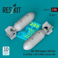   ResKit Models AN-M58 bombs (500 lbs) for all USAF & RAF of WW2 & Korean War (2 pcs) (3D Printed) 1:24 (RS24-0013)