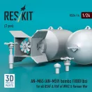 ResKit Models AN-M65 (AN-M59) bombs (1000 lbs) for all USAF & RAF of WW2 & Korean War (2 pcs) (3D Printed) 1:24 (RS24-0014)