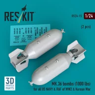   ResKit Models MK.36 bombs (1000 lbs) for all US NAVY & RAF of WW2 & Korean War (2 pcs) (3D Printed) 1:24 (RS24-0015)