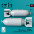 ResKit Models MK.36 bombs (1000 lbs) for all US NAVY & RAF of WW2 & Korean War (2 pcs) (3D Printed) 1:24 (RS24-0015)