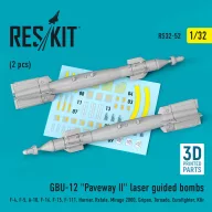  ResKit Models GBU-12 Paveway II laser guided bombs (2 pcs) (F-4, F-5, A-10, F-16, F-15, F-111, Harrier, Rafale, Mirage 2000, Gripen, Tornado, Eurofighter, Kfir) (3D Printed) 1:32 (RS32-0052)