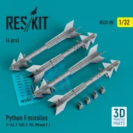   ResKit Models Python 5 missiles (4 pcs) (F-16I, F-16D, F-15I, Mirage F.1) (3D Printed) 1:32 (RS32-0085)