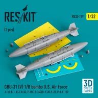   ResKit Models GBU-31 (V) 1/B bombs U.S. Air Force (2 pcs) (A-10, B-1, B-2, B-52, F-15E, F-16C/D, F-35, F-22, P-3, F-117) (3D Printed) 1:32 (RS32-0119)