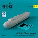 ResKit Models GPU-5/A 30mm gun pod (1 pcs) (A-4, A-7, AV-8B, F-4, F-5A, F-16, F/A-18) (3D Printed) 1:32 (RS32-0138)