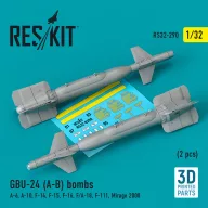   ResKit Models GBU-24 (A-B) bombs (2 pcs) (A-6, A-10, F-14, F-15, F-16, F/A-18, F-111, Mirage 2000) (3D Printed) 1:32 (RS32-0290)