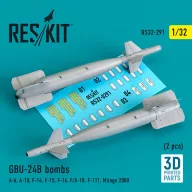   ResKit Models GBU-24B bombs (2 pcs) (A-6, A-10, F-14, F-15, F-16, F/A-18, F-111, Mirage 2000) (3D Printed) 1:32 (RS32-0291)