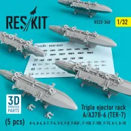   ResKit Models Triple Ejector Rack A/A37B-6 (TER-7) (5 pcs) (A-4, A-6, A-7, F-4, S-3,F-8, F-84F, F-100, F-105, F-15, A-1, A-10) 1:32 (RS32-0340)