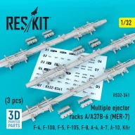   ResKit Models Multiple ejector racks A/A37B-6 (MER-7) (3 pcs) (F-4, F-100, F-5, F-105, F-8, A-4, A-7, A-10, Kfir) 1:32 (RS32-0341)