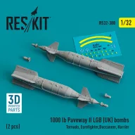   ResKit Models 1000 lb Paveway II LGB (UK) bombs (2 pcs) (Tornado, Eurofighter,Buccaneer, Harrier) (3D Printed) 1:32 (RS32-0380)