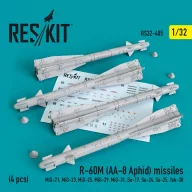   ResKit Models R-60? (AA-8 Aphid) missiles (4 pcs) (MiG-21,MiG-23,MiG-25, MiG-29,MiG-31,Su-17,Su-24,Su-25,Yak-38) 1:32 (RS32-0405)