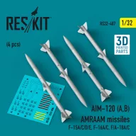   ResKit Models AIM-120 (A,B) AMRAAM missiles (4 pcs) (F-15A/C/D/E, F-16A/C, F/A-18A/C) (3D Printed) 1:32 (RS32-0407)