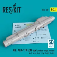   ResKit Models AN / ALQ-119 ECM pod (medium length version) (A-7, A-10, F-4, F-16, F-105, F-111) (3D Printed) 1:32 (RS32-0408)