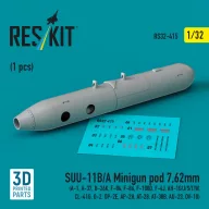   ResKit Models SUU-11B/A Minigun pod 7,62mm (1 pcs) (A-1, A-37, B-26K, F-84, F-86, F-100D, F-4J, AH-1G/J/S/T/W, CL-41G, O-2, OP-2E, AP-2H, AT-28, AT-38B, AU-23, OV-10) (3D printed) 1:32 (RS32-0415)