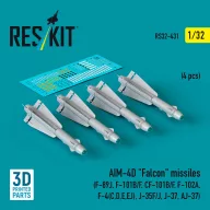   ResKit Models AIM-4D Falcon missiles (4 pcs) (F-89J, F-101B/F, CF-101B/F, F-102A, F-4(C,D,E,EJ), J-35F/J, J-37, AJ-37) (3D Printed) 1:32 (RS32-0431)