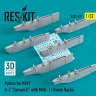   ResKit Models Pylons for NAVY A-7 Corsair II with MAU-11 Bomb Racks (3D Printed) 1:32 (RS32-0439)