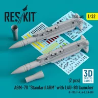   ResKit Models AGM-78 Standard ARM with LAU-80 launcher (2 pcs) (F-105,F-4,A-6,EA-6B) (3D Printed) 1:32 (RS32-0445)