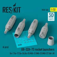   ResKit Models UB-32A-73 rocket launchers (4 pcs) (Su-7, Su-17, Su-24, Su-25, MiG-21, MiG-23, MiG-27, YaK-38) (3D Printed) 1:32 (RS32-0452)