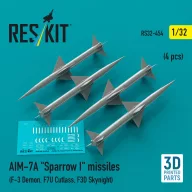   ResKit Models AIM-7A Sparrow I missiles (4 pcs) (F-3 Demon, F7U Cutlass, F3D Skynight) (3D Printed) 1:32 (RS32-0454)