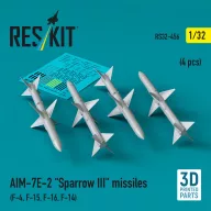   ResKit Models AIM-7E-2 Sparrow III missiles (4 pcs) (F-4, F-15, F-16, F-14) (3D Printed) 1:32 (RS32-0456)