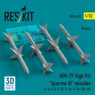   ResKit Models AIM-7F High Vis Sparrow III missiles (4 pcs) (F-4, F-5, F-15, F-16, F-14, F/A-18) (3D Printed) 1:32 (RS32-0457)