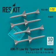   ResKit Models AIM-7F Low Vis Sparrow III missiles (4 pcs) (F-4, F-5, F-15, F-16, F-14, F/A-18) (3D Printed) 1:32 (RS32-0458)