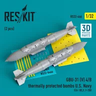   ResKit Models GBU-31 (V) 4/B thermally protected bombs U.S. Navy (2 pcs) (F/A-18E,F, F-35B) (3D Printed) 1:32 (RS32-0466)