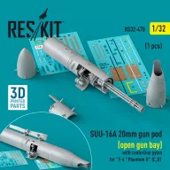   ResKit Models SUU-16A 20mm gun pod (open gun bay) with centerline pylon for F-4 Phantom II (C,D) (1 pcs) (3D Printed) 1:32 (RS32-0470)