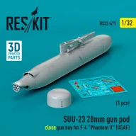   ResKit Models SUU-23 20mm gun pod (close gun bay) for F-4 Phantom II (USAF) (1 pcs) (3D Printed) 1:32 (RS32-0471)