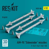   ResKit Models AIM-9X Sidewinder missiles (4 pcs) (F-15, F-16, F-18, F-35) (3D Printed) 1:32 (RS32-0484)