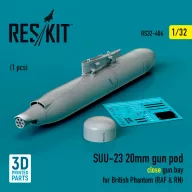   ResKit Models SUU-23 20mm gun pod (close gun bay) for British Phantom (RAF & RN) (1 pcs) (3D Printed) 1:32 (RS32-0486)