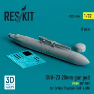   ResKit Models SUU-23 20mm gun pod (close gun bay) for British Phantom (RAF & RN) (1 pcs) (3D Printed) 1:32 (RS32-0486)