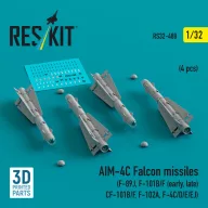   ResKit Models AIM-4C Falcon missiles (4 pcs) (F-89J, F-101B/F (early, late), CF-101B/F, F-102A, F-4C/D/E/EJ) (3D Printed) 1:32 (RS32-0488)