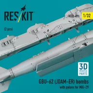   ResKit Models GBU-62 (JDAM-ER) bombs with pylons for MiG-29 (2 pcs) (3D Printed) 1:32 (RS32-0491)