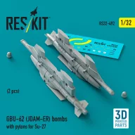   ResKit Models GBU-62 (JDAM-ER) bombs with pylons for Su-27 (2 pcs) (3D Printed) 1:32 (RS32-0492)