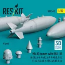 ResKit Models Mk.83 bombs with BSU-35 (4 pcs) (A-3B, A-4, A-6E, A-7, F-4C/D, F-8, F-14, F/A-18, F-105, AV-8B, S-3) (3D printed) 1:32 (RS32-0493)
