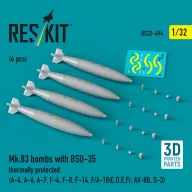   ResKit Models Mk.83 bombs with BSU-35 thermally protected (4 pcs) (A-4, A-6, A-7, F-4, F-8, F-14, F/A-18(C,D,E,F), AV-8B, S-3) (3D printed) 1:32 (RS32-0494)