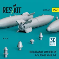   ResKit Models Mk.83 bombs with BSU-85 (4 pcs) (F-14, F/A-18, AV-8B, S-3) (3D printed) 1:32 (RS32-0495)