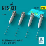   ResKit Models Mk.83 bombs with MAU-91 (4 pcs) (A-4E, A-4F, B-52G/H) (3D printed) 1:32 (RS32-0497)