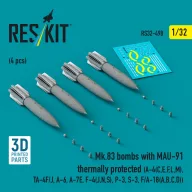   ResKit Models Mk.83 bombs with MAU-91 thermally protected (4 pcs) (A-4(C,E,F,L,M), TA-4F/J, A-6, A-7E, F-4(J,N,S), P-3, S-3, F/A-18(A,B,C,D)) (3D printed) 1:32 (RS32-0498)