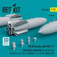   ResKit Models Mk.83 bombs with MAU-91 thermally protected (4 pcs) (A-4(C,E,F,L,M), TA-4F/J, A-6, A-7E, F-4(J,N,S), P-3, S-3, F/A-18(A,B,C,D)) (3D printed) 1:32 (RS32-0498)