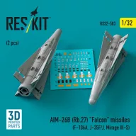   ResKit Models AIM-26B (Rb.27) Falcon missiles (2 pcs) (F-106A, J-35F/J, Mirage III-S) (3D Printed) 1:32 (RS32-0503)