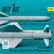   ResKit Models Exocet missiles (2 pcs) (Sea King, Super Etendard, Mirage 2000, Rafale, Mirage F.1) (3D Printed) 1:32 (RS32-0506)