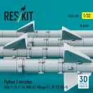ResKit Models Python 3 missiles (4 pcs) (Kfir, F-15, F-16, MiG-21, Mirage F.1, JF-17, FC-1) (3D Printed) 1:32 (RS32-0509)