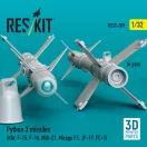 ResKit Models Python 3 missiles (4 pcs) (Kfir, F-15, F-16, MiG-21, Mirage F.1, JF-17, FC-1) (3D Printed) 1:32 (RS32-0509)