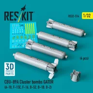   ResKit Models CBU-89A cluster bombs GATOR (4 pcs) (A-10, F-15E, F-16, B-52, B-1B, B-2) (3D Printed) 1:32 (RS32-0514)