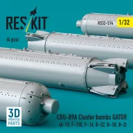   ResKit Models CBU-89A cluster bombs GATOR (4 pcs) (A-10, F-15E, F-16, B-52, B-1B, B-2) (3D Printed) 1:32 (RS32-0514)