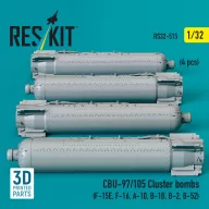   ResKit Models CBU-97/105 cluster bombs (4 pcs) (F-15E, F-16, A-10, B-1B, B-2, B-52) (3D Printed) 1:32 (RS32-0515)