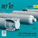 ResKit Models CBU-97/105 cluster bombs (4 pcs) (F-15E, F-16, A-10, B-1B, B-2, B-52) (3D Printed) 1:32 (RS32-0515)
